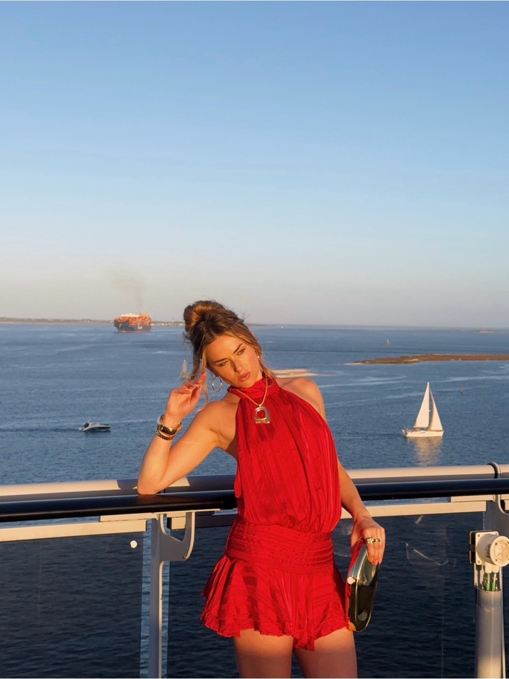 Red Halter Backless Dress - Peppermayo